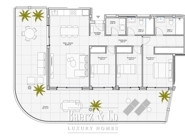 Floor Plan 1 - Luxurious new built 3-bedroom penthouse